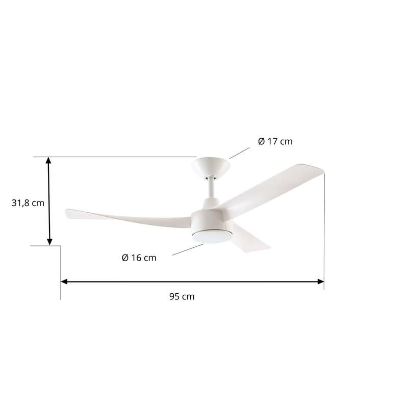 Lucande Deckenventilator Airona LED Ventilator dimmbar leise weiß 95x95cm - 4255830911774