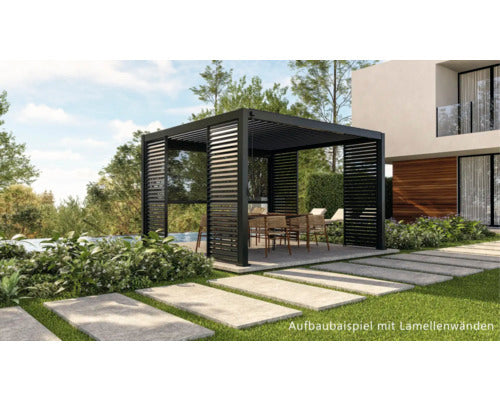 Pergola Set 3x4 Lamellendach mit Beschattung für Garten Anthrazit - 4306517630676