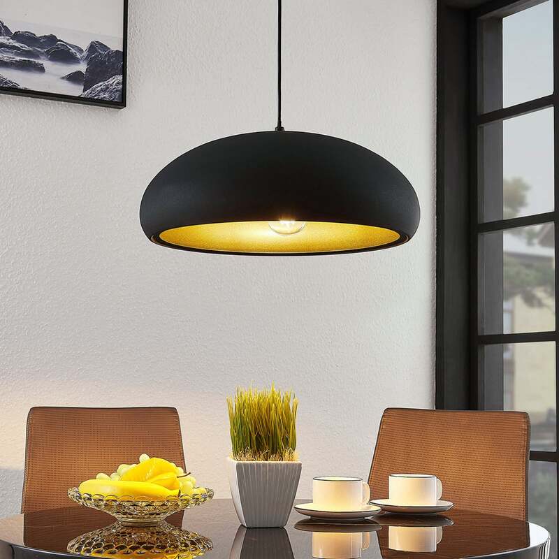 Lindby Pendelleuchte Hängeleuchte Gerwina LED Lampe dimmbar schwarz/gold 40cm - 4251096560633