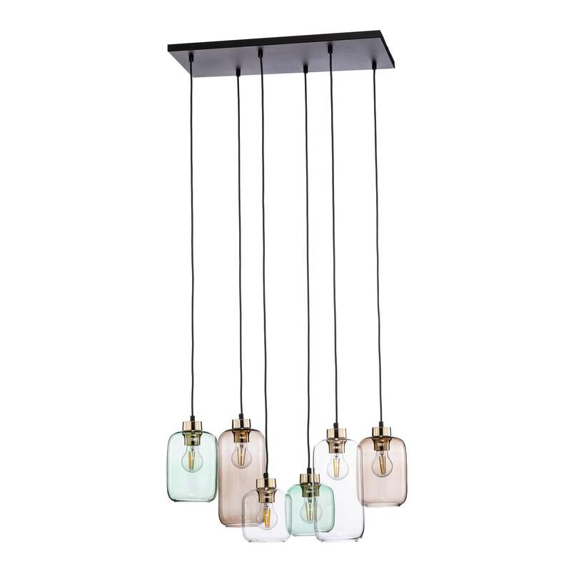 TK-Lighting Hängeleuchte Marco Green 6-flammig LED dimmbar schwarz gold 65x35cm - 5901780533281