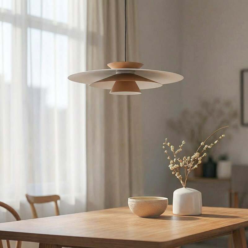 Lucande Pendelleuchte Hängeleuchte LED Livie Aluminium beige weiß matt 50 cm - 4251911794786