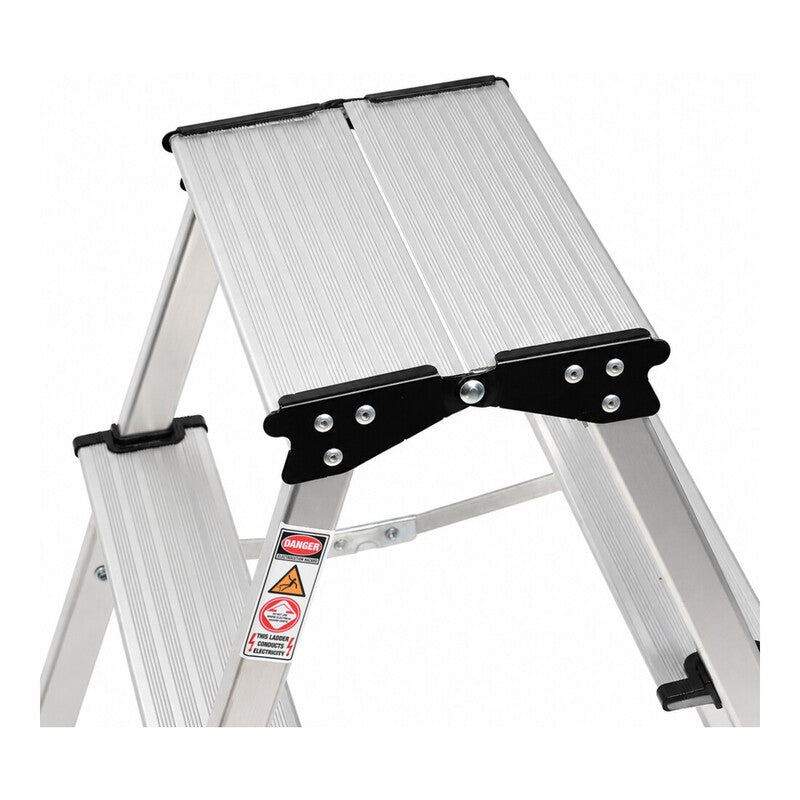STIER Aluminium-Trittleiter 3 Stufen Leichtgewicht 150 kg klappbar 680x320x200mm - 4260439000651