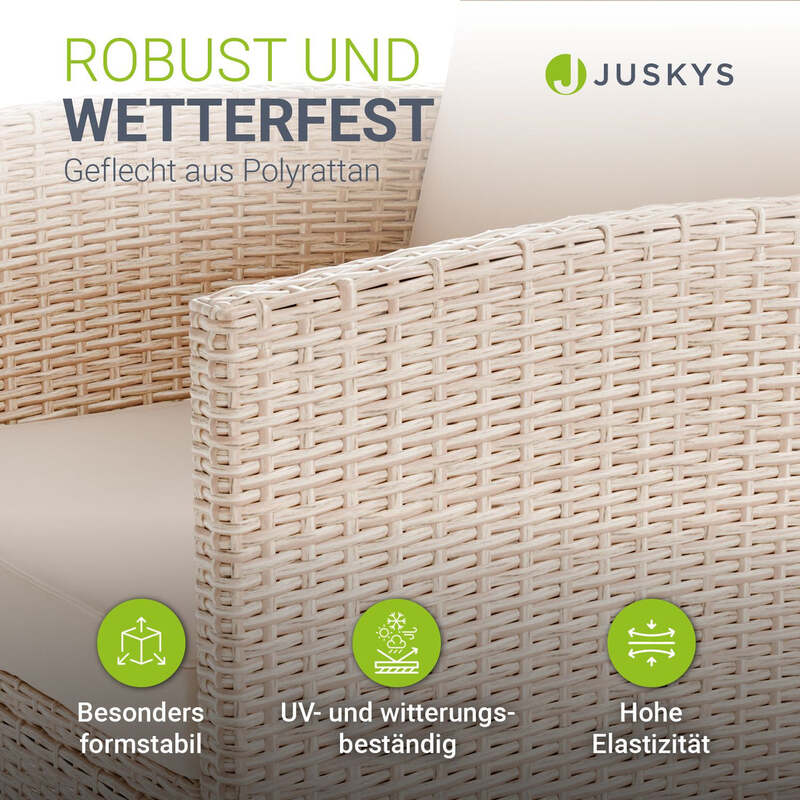 Rattan Sitzgruppe Turin Polyrattan Gartenmöbel Set für 7 Personen mit Kissen - 4262437186627