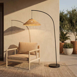 B-Ware Lucande Außenstehlampe Taniola Rattan Lampe Leuchte LED 195cm IP44 Braun