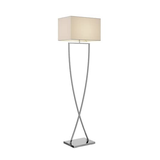 Lucande Evaine Stehleuchte Lampe Leuchte Stehlampe IP20 E27 weißer Schirm Chrom - 4251096566666