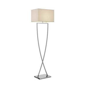 B-Ware Lucande Evaine Stehleuchte Lampe Leuchte Stehlampe IP20 E27 weißer Schirm Chrom