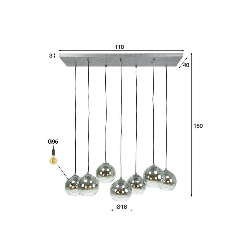 Hängeleuchte Allessandra LED Hängelampe Deckenlampe Lampe Glas siebenflammig - 8713244710728