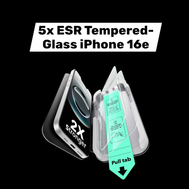 ESR Tempered-Glass Displayschutzglas Apple iPhone 16e Folie - 5 STÜCK - 4894240266144