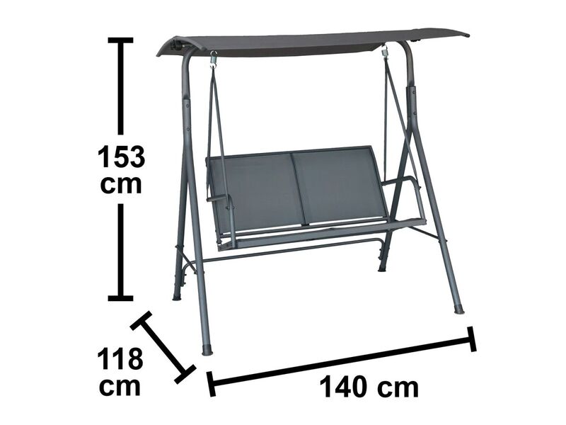 Hollywoodschaukel Apango Gartenliege Stahl pulverbeschichtet anthrazit 38mm - 4007873338069