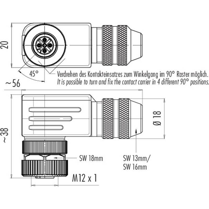 binder Sensoraktorstecker Verbinder M12 Buchse 5polig unkonfektioniert - 2050010666398