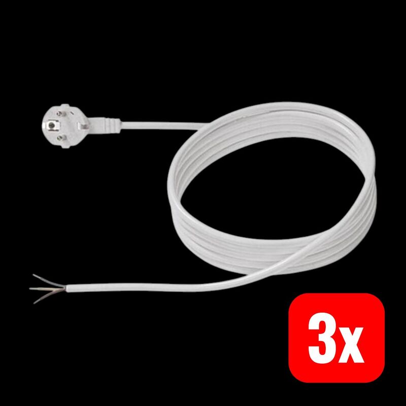 BACHMANN Strom Anschlusskabel H05VV-F 3G 1mm² 250V 16A 3m Kabel Weiß flexibel - 4016514002276