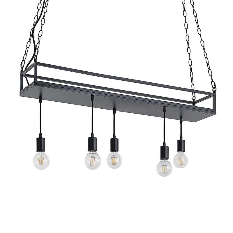 Lindby Hängelampe Hängeleuchte Kirista LED Pendelleuchte dimmbar schwarz 100cm - 4251911734829