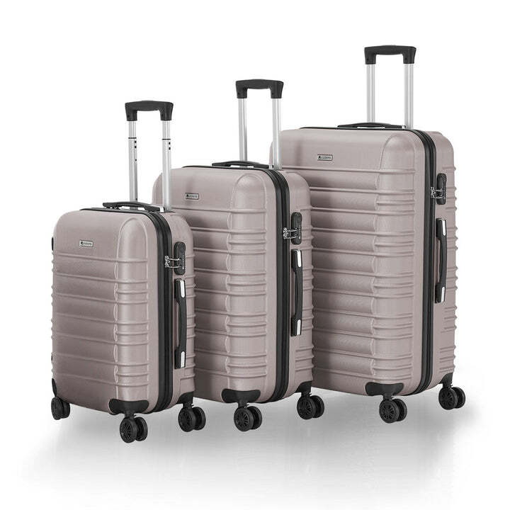 Hartschalen Kofferset Rom 3-teilig ABS-Kunststoff Koffer Set 360° Rollen creme - 4262437184975