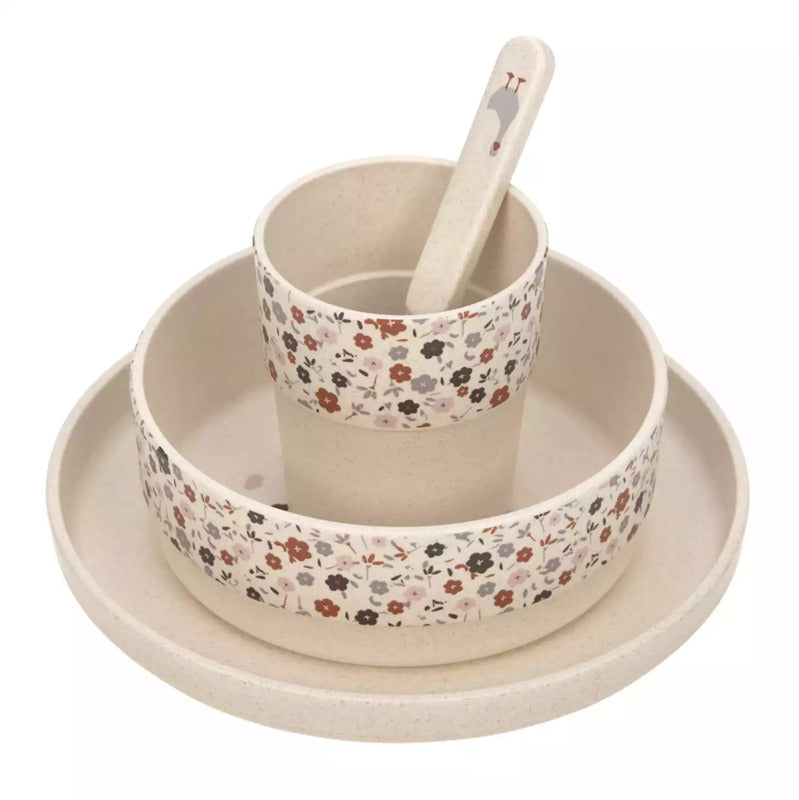 Lässig Kindergeschirr Set Geschirrset Tiny Farmer Schaf Gans Beige Rot 4 teilig - 4042183420066