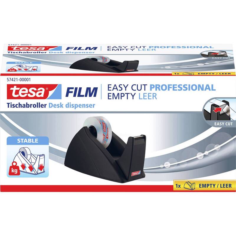 Tesa Klebeband-Abroller Abroller Easy Cut Schwarz Tischabroller Büro 19mm x 33m - 4042448363138