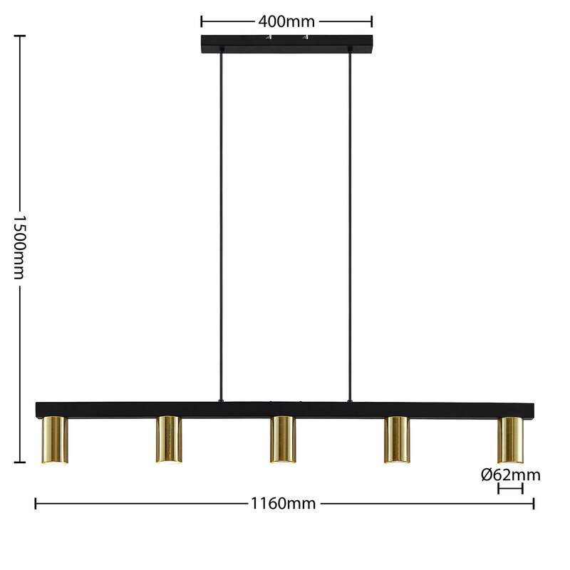Lindby Pendelleuchte Hängelampe Baliko messing schwarz Esstischlampe Licht LED - 4251911706451