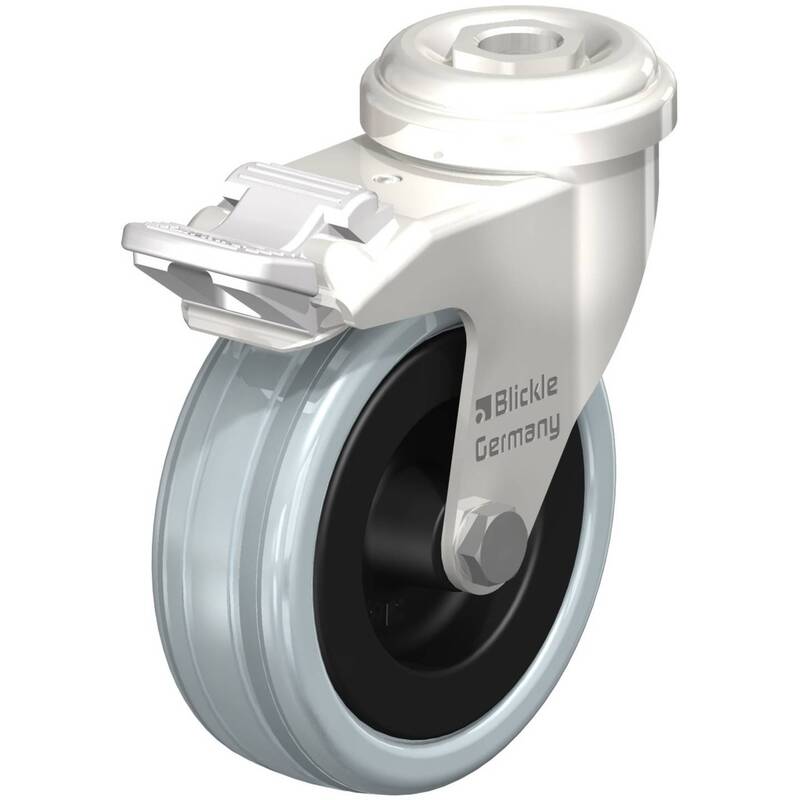 Blickle Lenkrolle mit Feststeller 75mm Tragfähigkeit 60kg grau 1 Stück robust - 4047526082253