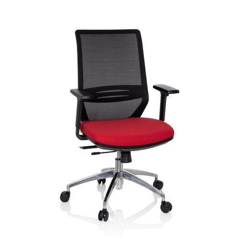 hjh OFFICE Profondo Bürostuhl Drehstuhl Schwarz Rot Stoff Netzgewebe Ergonomie - 4251084676926