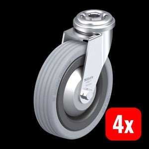 4x B-Ware Blickle Lenkrolle Rad-Durchmesser 100mm Tragfähigkeit 70kg Rückenloch grau 1 St.