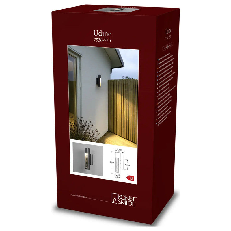 Konstsmide Außenwandleuchte Udine 7536-750 LED Gartenlampe schwarz IP44 12W - 7318307536751