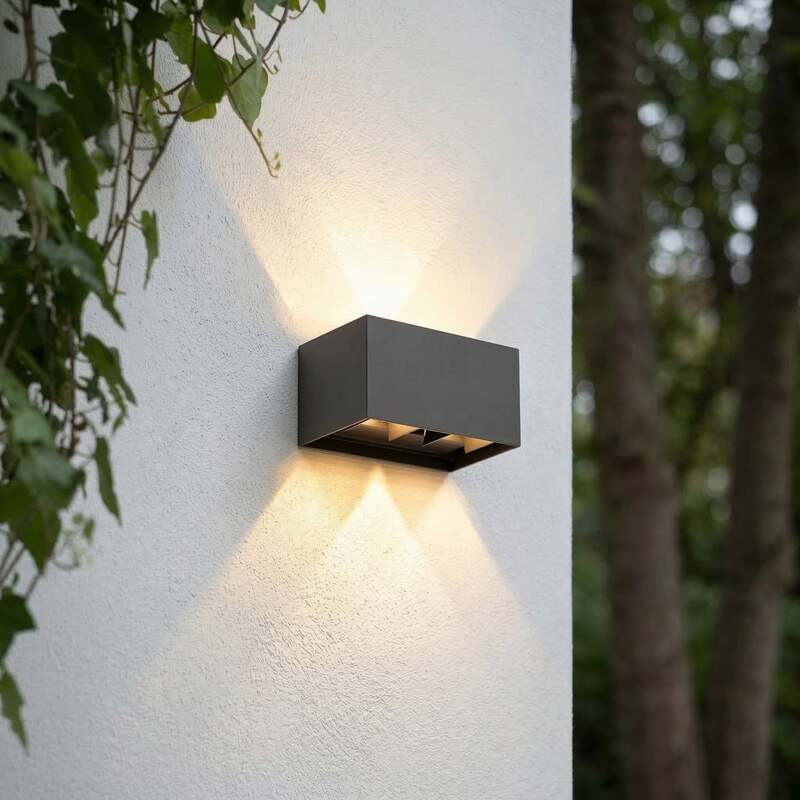 Lindby Außenwandleuchte Nivar LED Wandleuchte Gartenlampe schwarz 20cm IP54 - 4255830909849