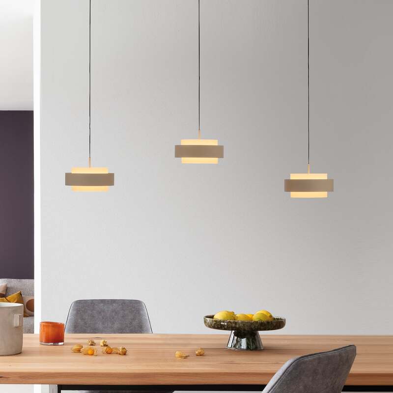 SCHÖNER WOHNEN Hängelampe Pendelleuchte LED Lampe Elmo beige Sandbrise Glas - 4043689019372