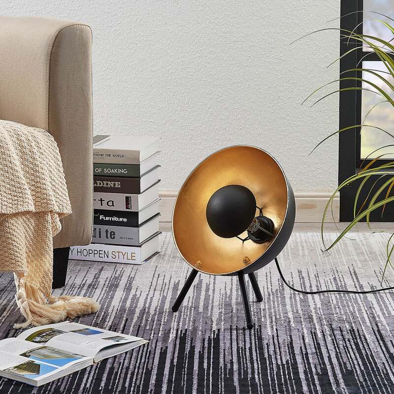 Lindby Tischlampe Muriel LED Lampe Leuchte schwarz gold Metall 38cm Höhe 31cm - 4251096551808