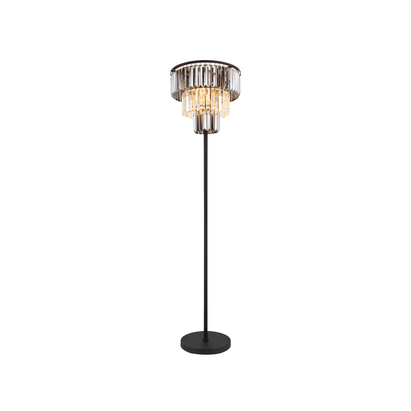 Stehleuchte Naxis schwarz/rauchgrau 160 cm Kristall Globo E27 3x40W - 9007371446391