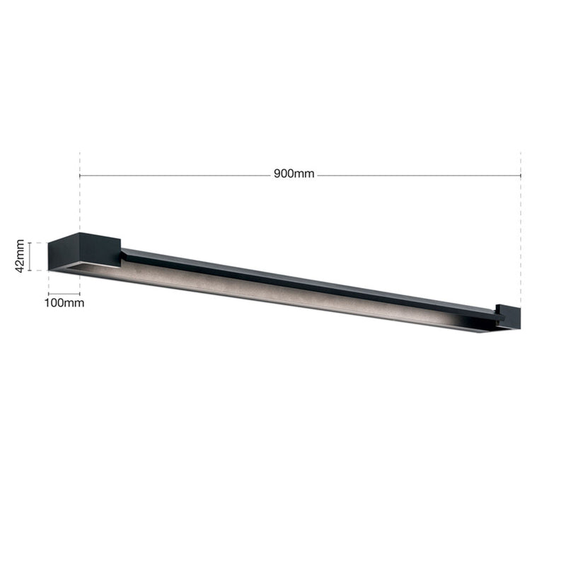 LED Wandleuchte Marilyn schwarz matt 90cm Badezimmerlampe Aluminium IP44 24W - 9003090271290