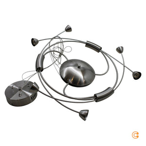 B-Ware LED Hängeleuchte Deyan Pendelleuchte Nickel matt Wohnzimmer Esstisch 6-flammig