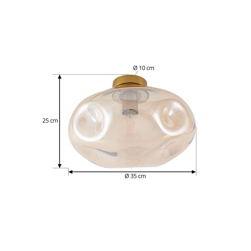 Lindby Deckenleuchte Lelia amber Glas Ø 35 cm dimmbar für Wohnzimmer - 4251911798630