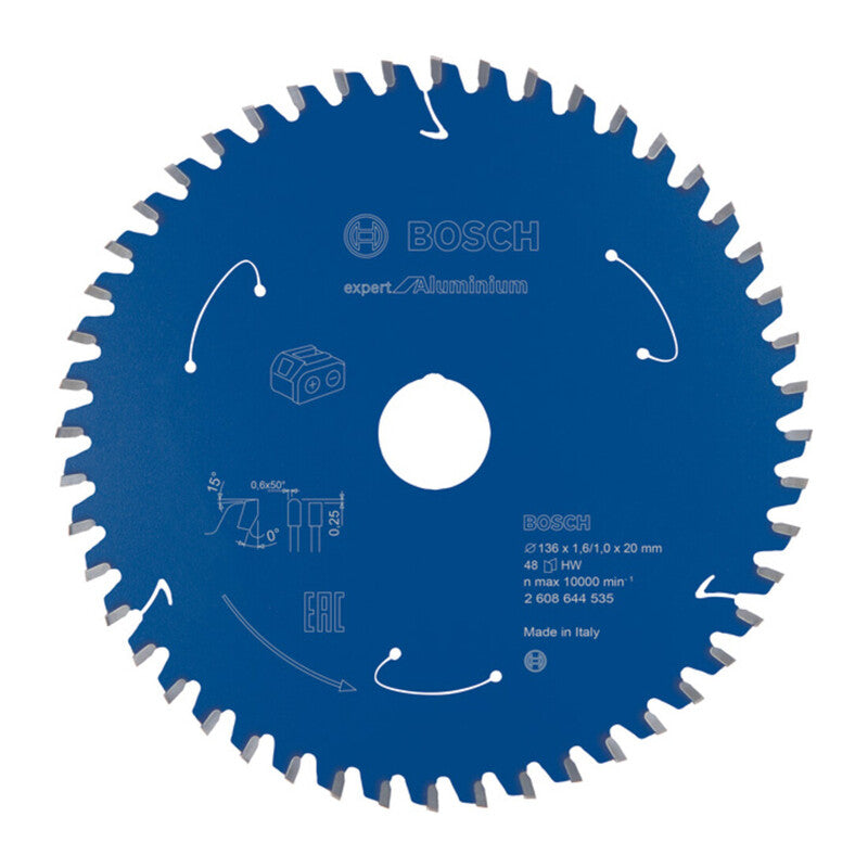 Bosch Kreissägeblatt Expert für Aluminium 136mm 48 Zähne Sägeblatt 20mm 1,6mm - 3165140957687