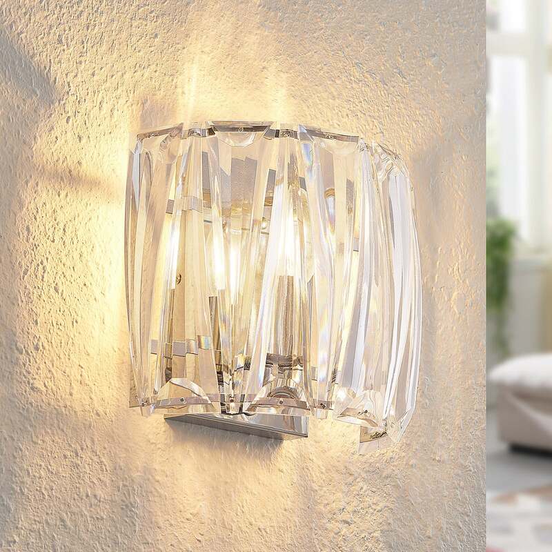 Lindby Wandleuchte Wandlampe Sofia LED Leuchte dimmbar chrom transparent 23cm - 4251911708103