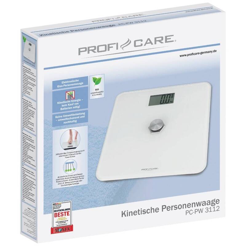ProfiCare PC-PW 3112 w Personenwaage Waage digital 180 kg Weiß Glasoberfläche - 4006160331127