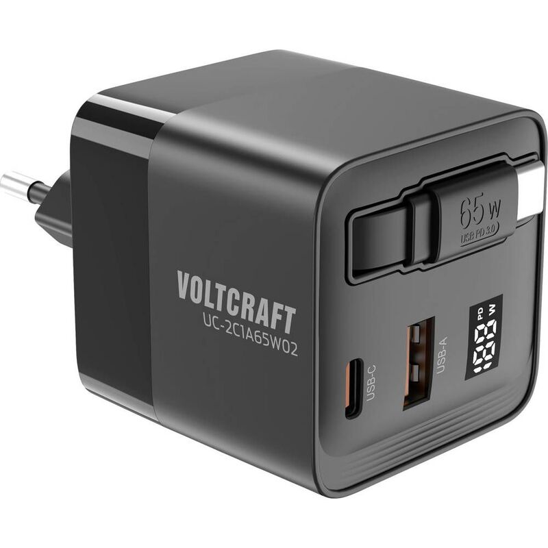 VOLTCRAFT USB Ladegerät Netzteil 65W 2x USB-C, USB-A Steckerladegerät Schwarz - 4064161342900