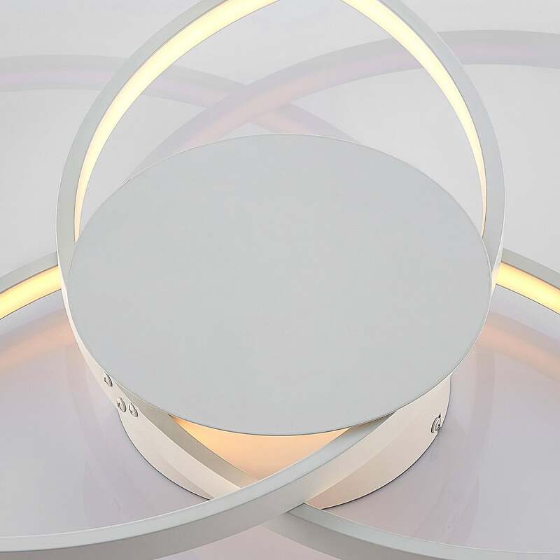 Lindby Deckenleuchte Riley LED Lampe dimmbar warmweiß Ø80cm Aluminium weiß matt - 4251096574036