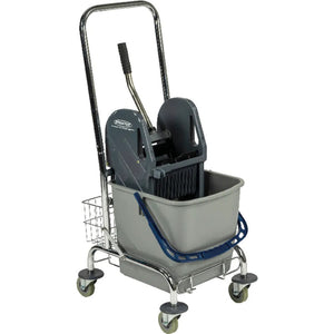 B-Ware Sprintus Einfachfahreimer Abfallwagen chrom 27l mit Mopppresse Putzwagen