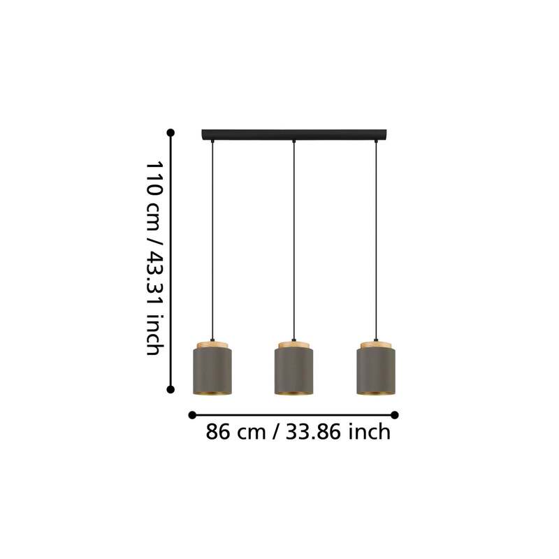 Eglo Hängelampe Hängeleuchte Albariza LED Pendelleuchte dimmbar braun 3-flammig - 9002759994464