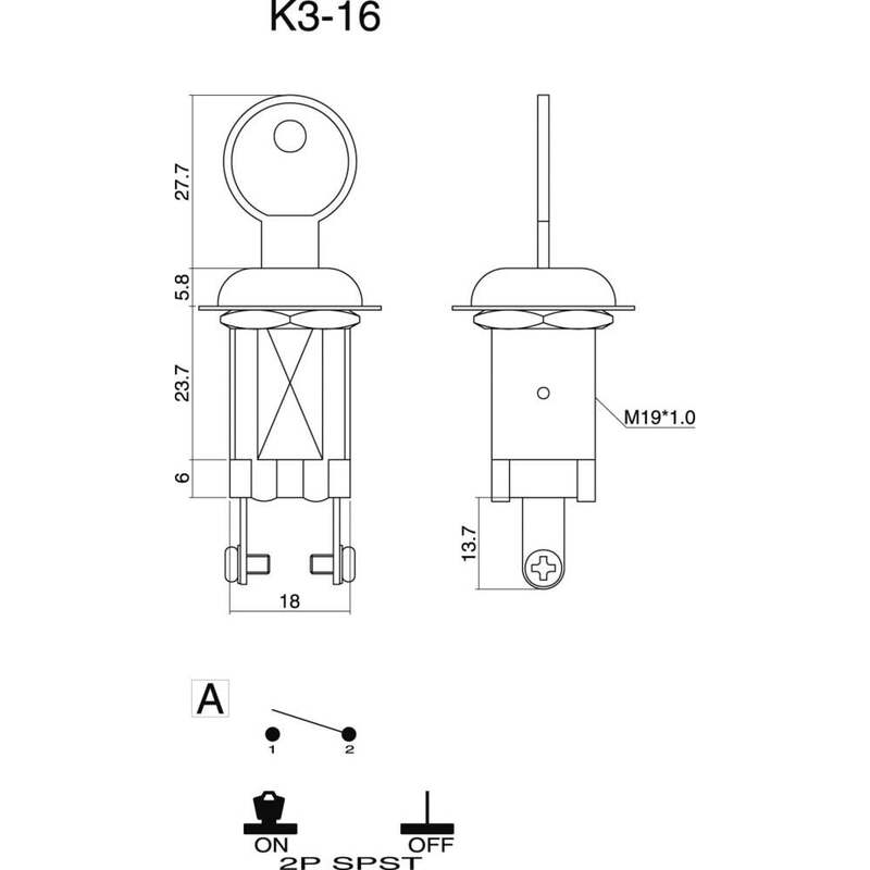 TRU COMPONENTS Schlüsselschalter Schlüsselumschalter Metall rastend 10 SETS - 4064161485829