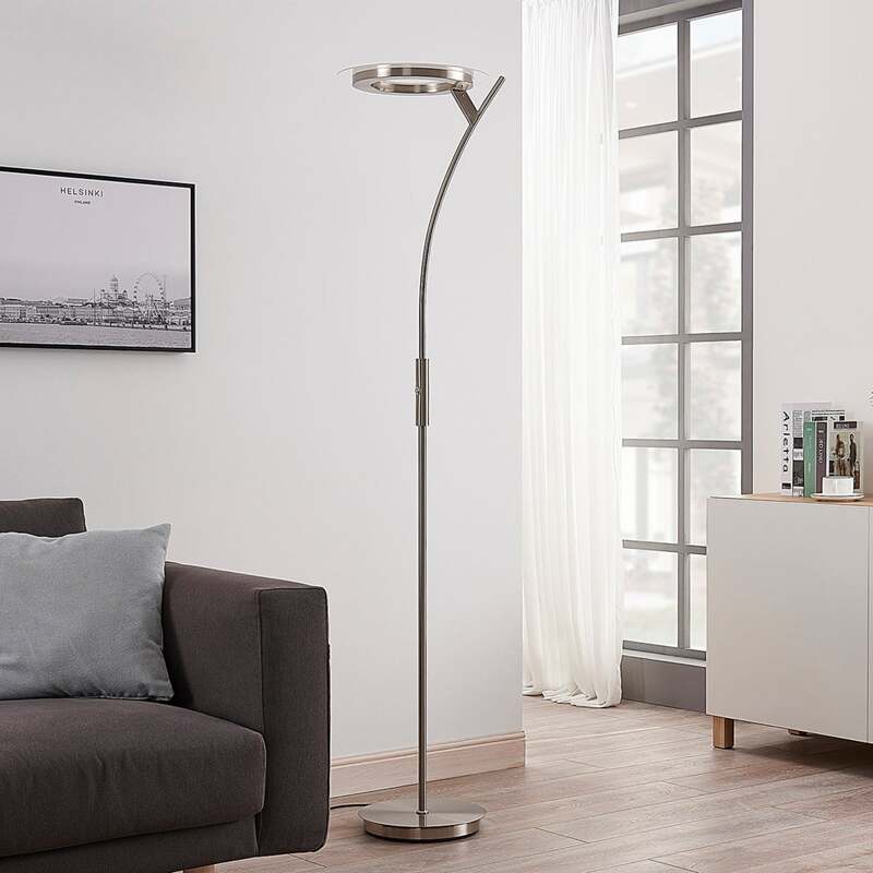 Lindby Stehleuchte Darion LED dimmbar Lampe Leuchte grau Metall 180cm hoch - 4251096544954