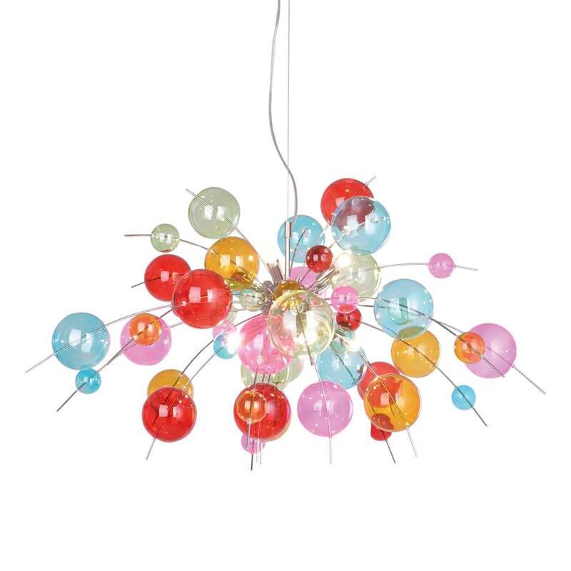 Näve Aurinia Bunte Hängeleuchte 98 cm dimmbar G9 10x20W Glas Metall chrom - 4003222789391