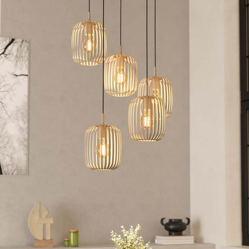 Eglo Hängelampe Romazzina Pendelleuchte Hängeleuchte sandfarben Stahl Ø50cm 5flg - 9008606299904