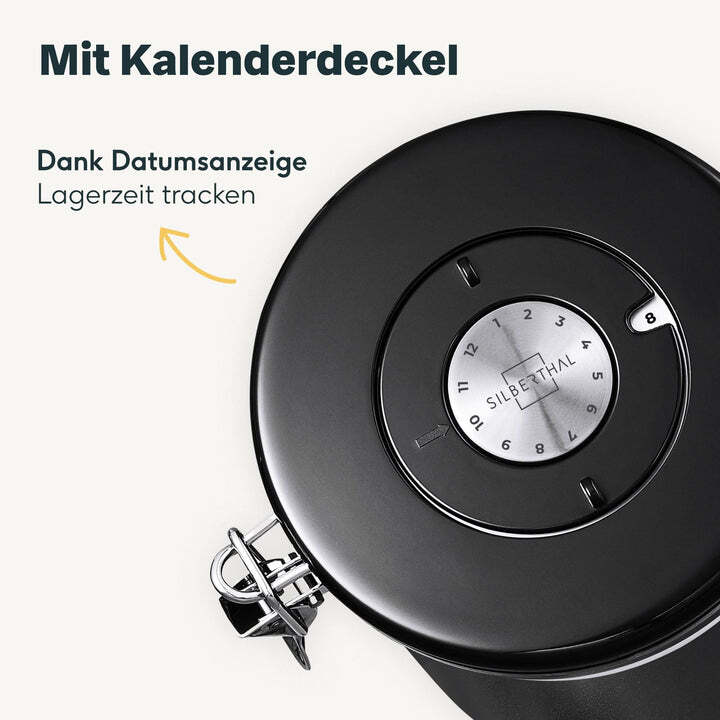 SILBERTHAL Kaffeedose Vorratsdose luftdicht Edelstahl schwarz Aromaventil Löffel - 4260470462562