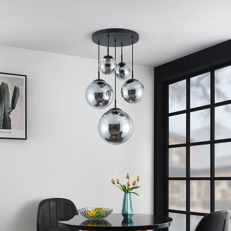 Lindby Hängeleuchte Teeja LED Pendelleuchte dimmbar 5-flg. grau Ø50cm 30cm - 4251911746068
