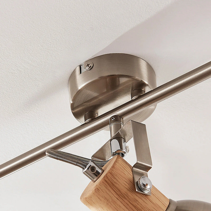 Lindby Deckenleuchte Dennis LED Lampe Leuchte dimmbar nickel holz 53x15cm - 4251096546156