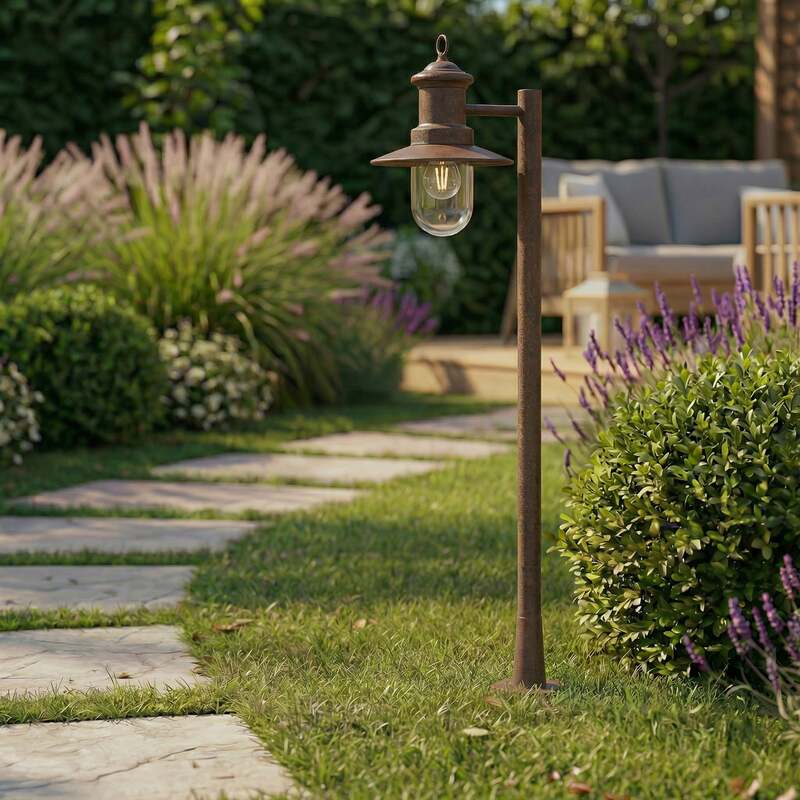 Lindby Wegeleuchte Eloretta LED Gartenlampe rost Stahl 110cm IP44 E27 dimmbar - 4255830909078