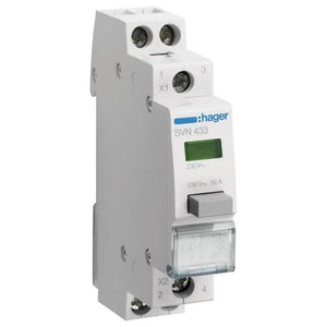 B-Ware Hager Druckschalter Grün 16A 230V Schalter IP20 mit Signallampe 66mm tief Knopf