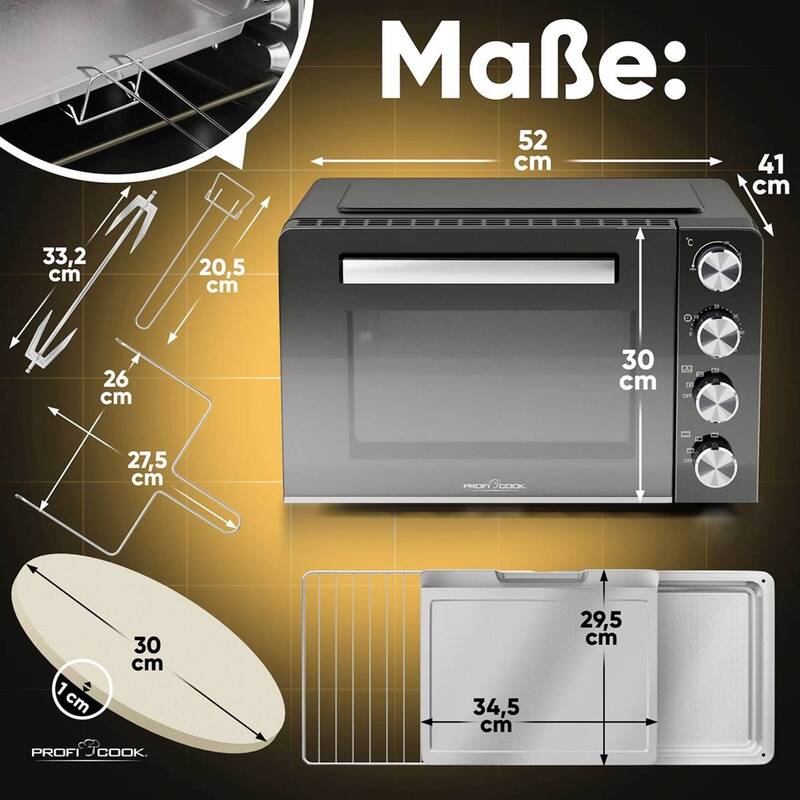 Profi Cook Minibackofen PC-MBG 1277 Multifunktion Umluftfunktion 30L schwarz - 4006160127713