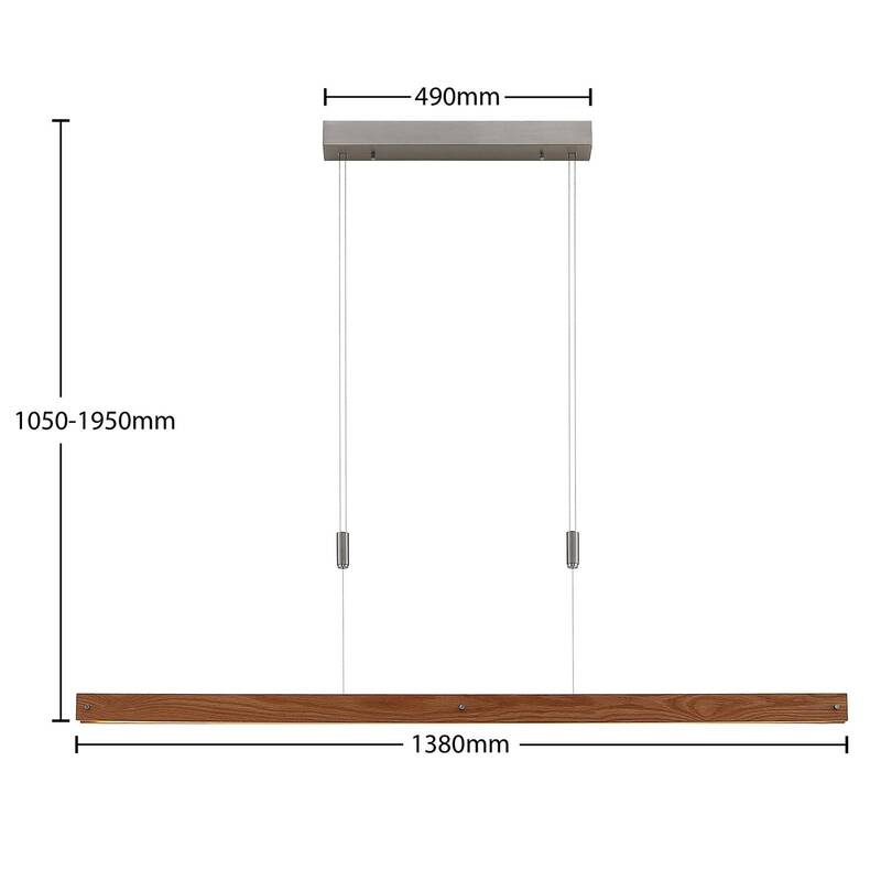 Lindby Pendelleuchte Hängeleuchte LED Holz Nickel matt warmweiß dimmbar Eichenho - 12753289792344
