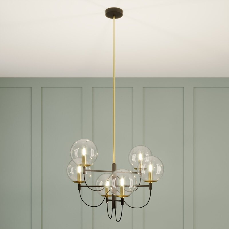 Lucande Sotiana Hängeleuchte Hängeleuchte Leuchte Lampe E14 6 Glaskugeln messing - 4251096579246